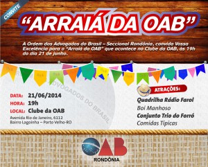 OAB/RO convida para "Arraiá"