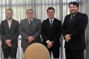 Eduardo Diniz, Rochilmer Rocha Filho, Andrey Cavalcante e Vinícius Lemos durante reunião de posse