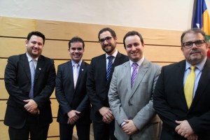 Andrey Cavalcante, Rochilmer da Rocha Filho, Vinicius Lemos e os palestrantes André Roque e Marcelo Machado 