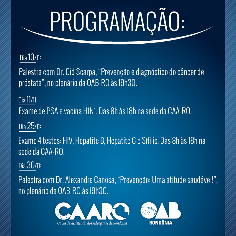 CAARO promove campanha de prevenção à saúde do homem - CAARO