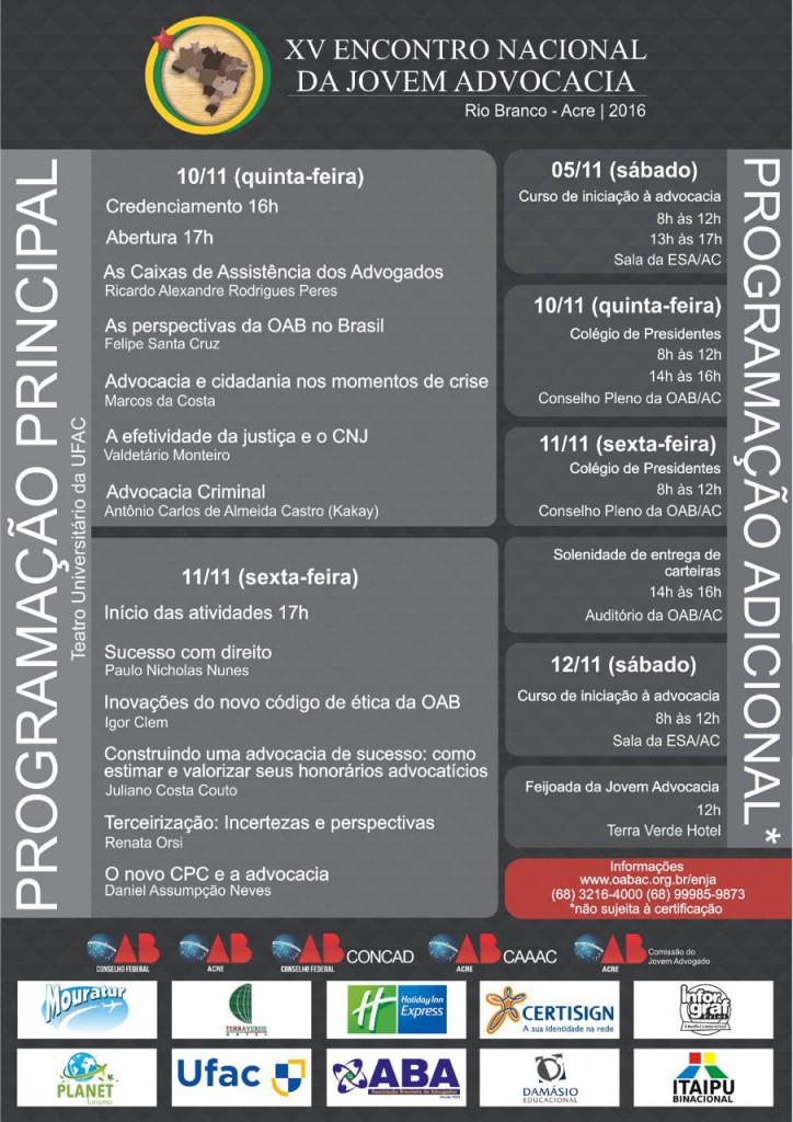 Encontro Nacional da Jovem Advocacia - Programação