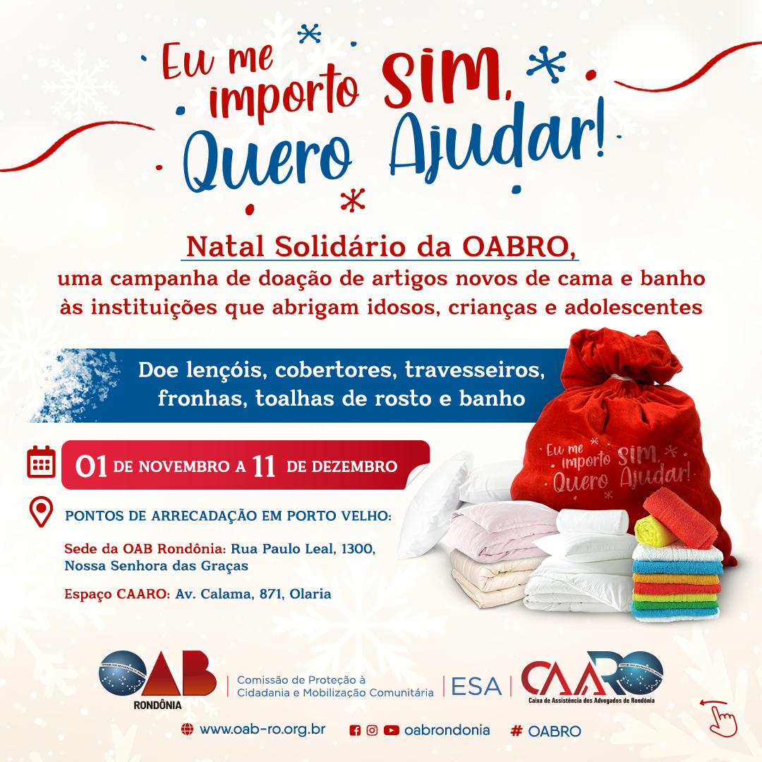 OABRO promove campanha “Natal Solidário” - OAB Rondônia