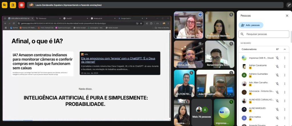 Jovem Advocacia da OAB Rondônia discute futuro da profissão e aplicações práticas da Inteligência Artificial